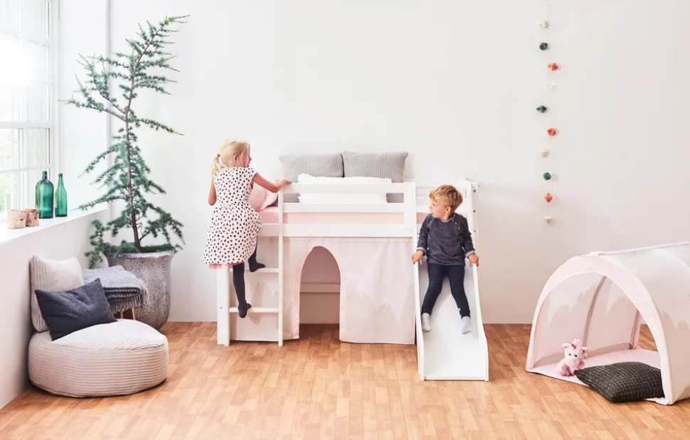 ECO Dream Halvhøj seng 70x160 cm. med Rutsjebane - hvid