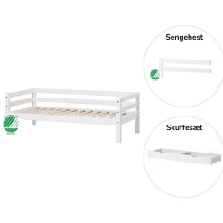 ECO Dream Juniorseng hvid, med sengehest og skuffesæt