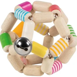 Elastisk ranglebold i træ med striber og bjælde