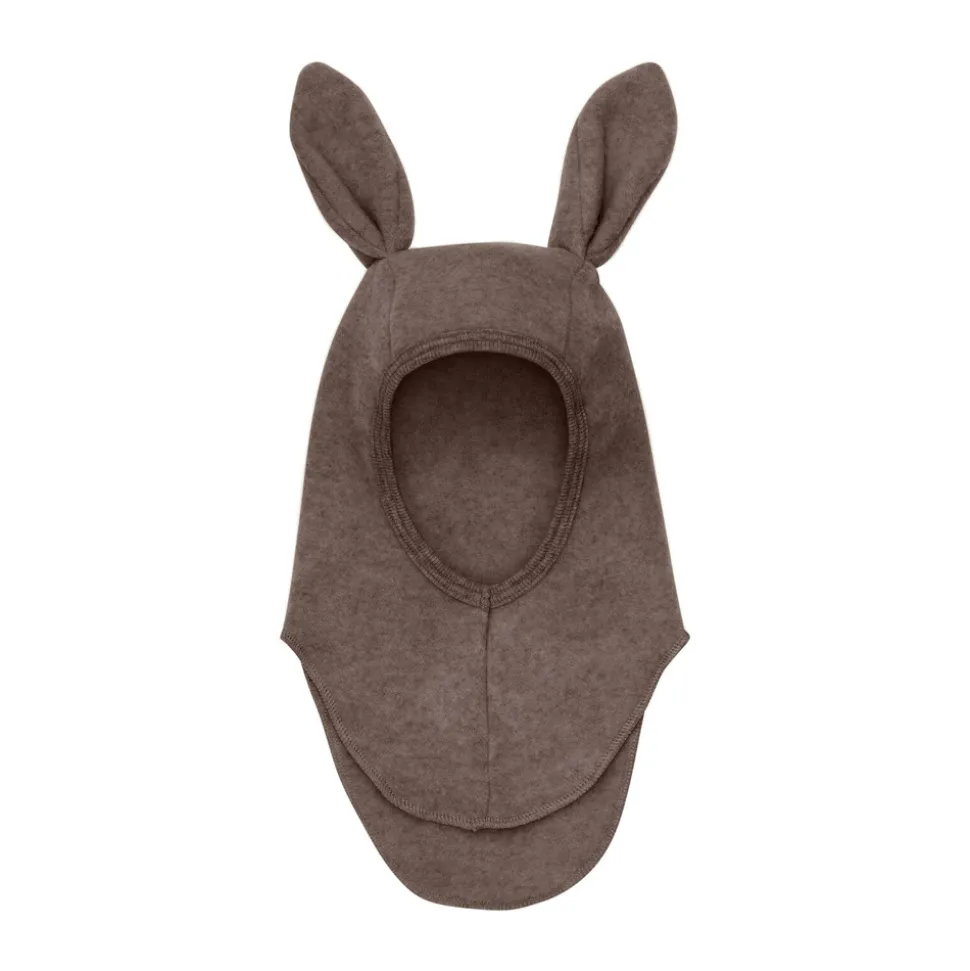 Elefanthue m. Ører Uld Fleece - Brown Melange