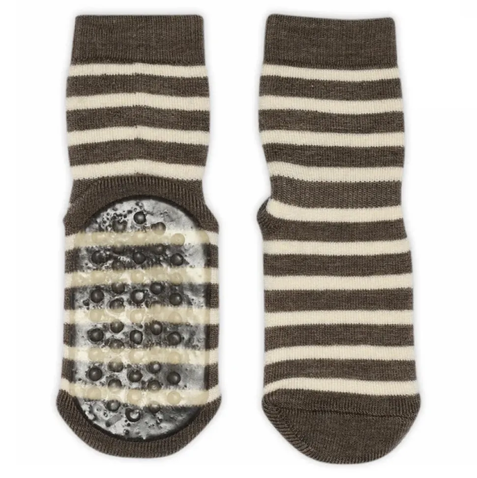 Elis strømper anti-slip - Brown Melange