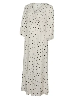 Emmie tess 3/4 wo midaxi kjole - SNOW WHITE