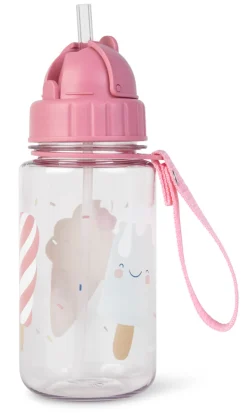 Flaske m. Sugerør - Pink