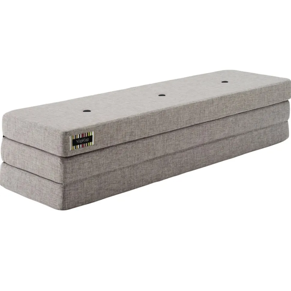 Foldemadras - 3 fold, lysegrå/mørkegrå knap