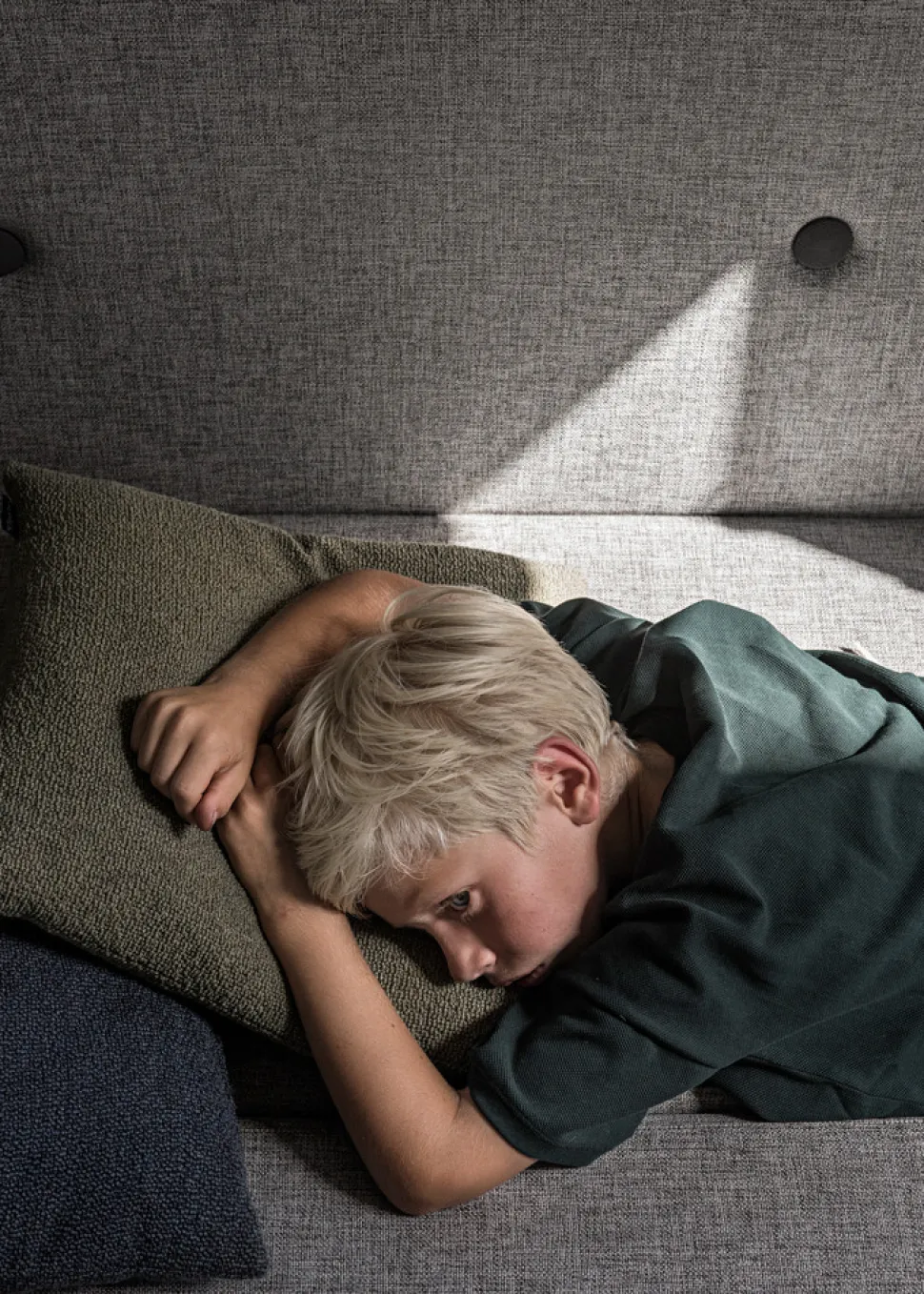 Foldemadras - 3 fold, lysegrå/mørkegrå knap