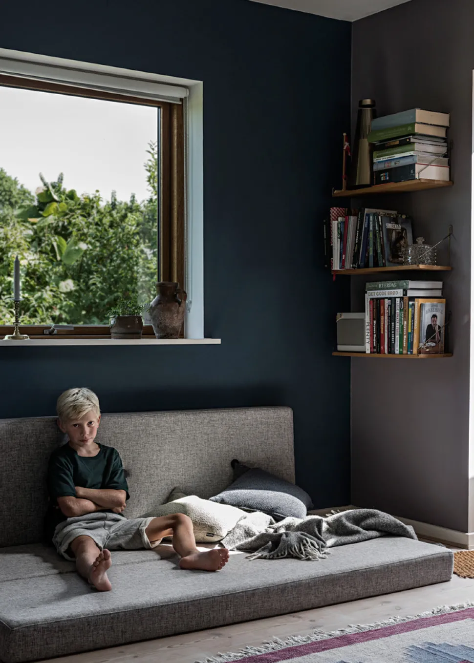 Foldemadras - 3 fold, lysegrå/mørkegrå knap