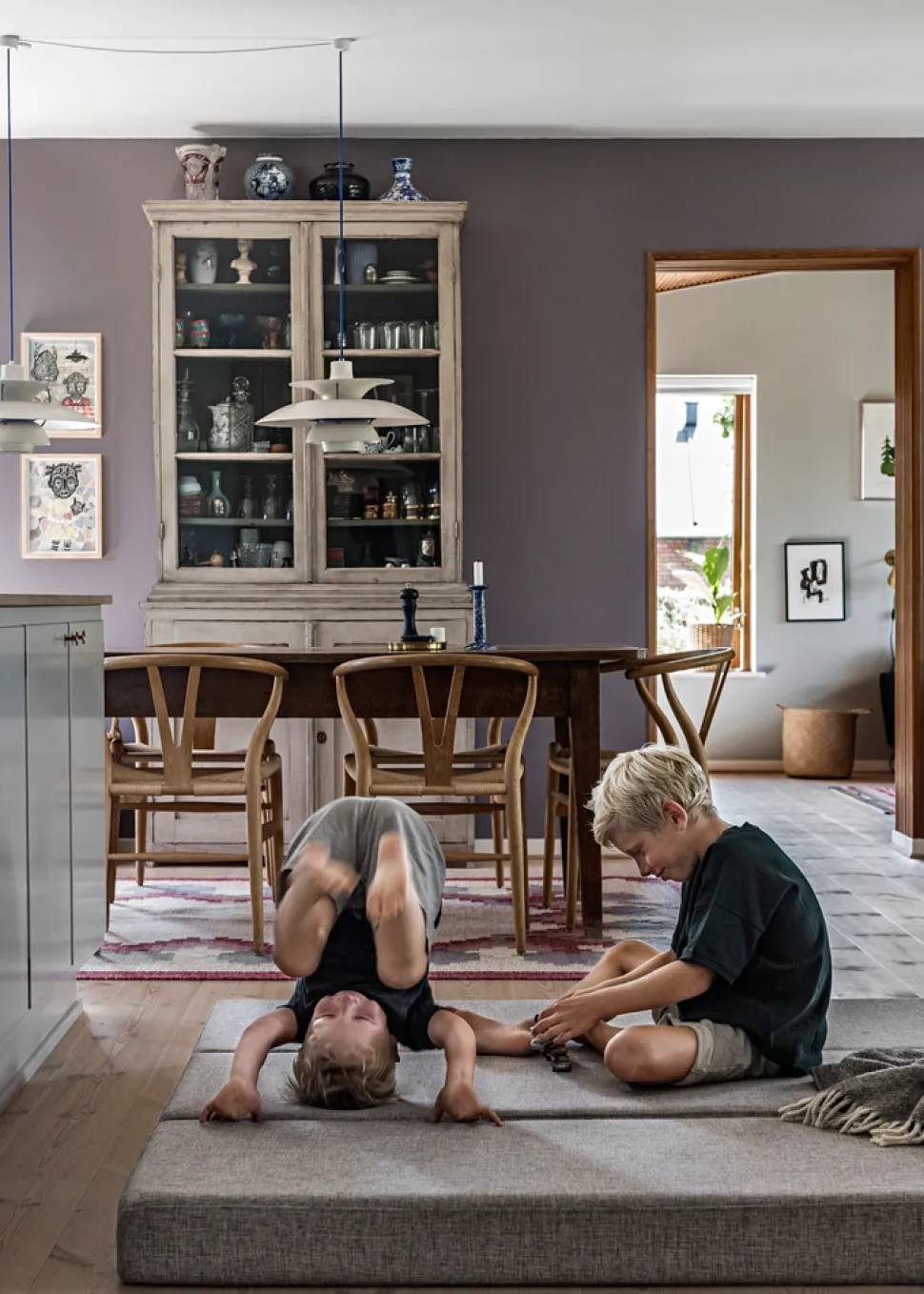 Foldemadras - 3 fold, lysegrå/mørkegrå knap