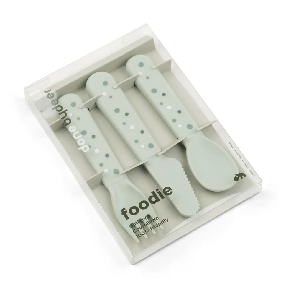 Foodie bestiksæt Happy dots Grøn