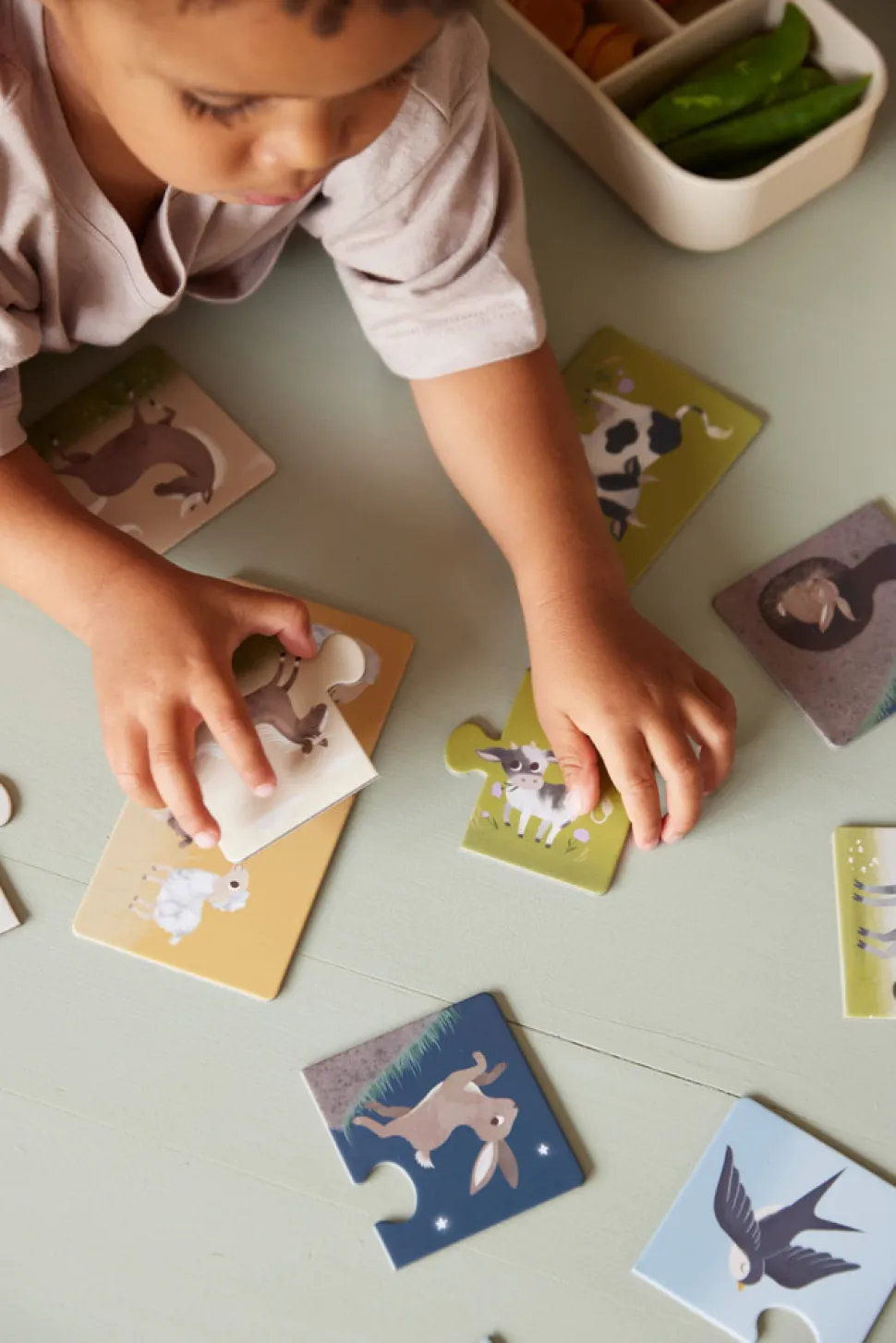 Forældre og barn puslespil - Bondegårdsdyr