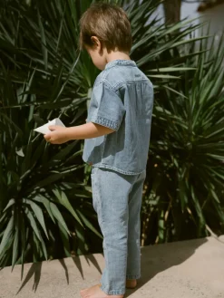 Fundo ss løs dnm skjorte - MEDIUMBLUE