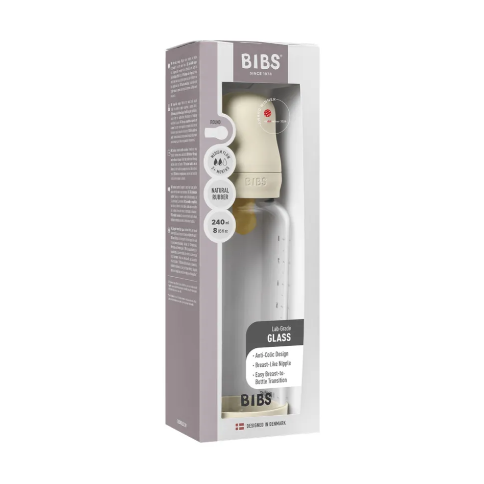 Glass baby bottle latex 240 ml ivory