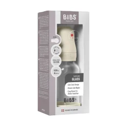 Glass baby bottle silicone 120 ml ivory