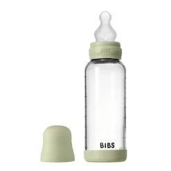 Glass baby bottle silicone 240 ml sage