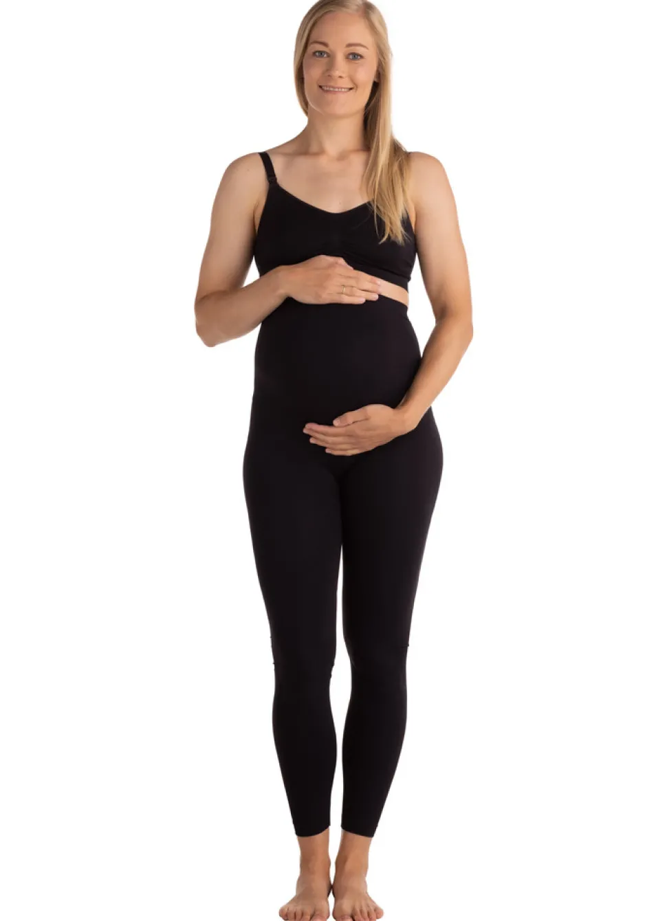 Graviditets leggings m. støtte (Recycled) sort s