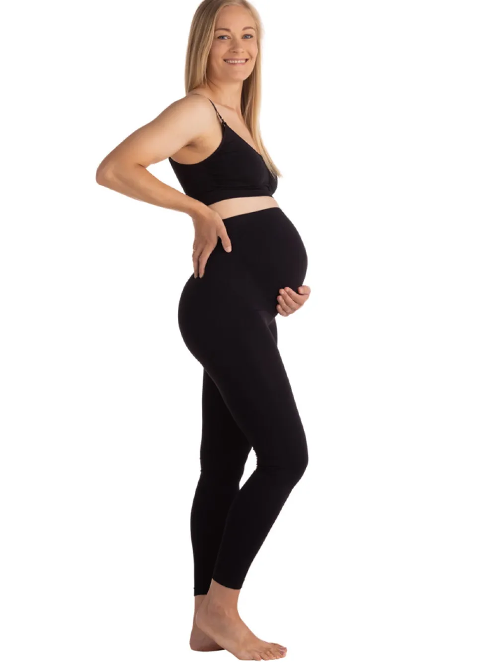 Graviditets leggings m. støtte (Recycled) sort s