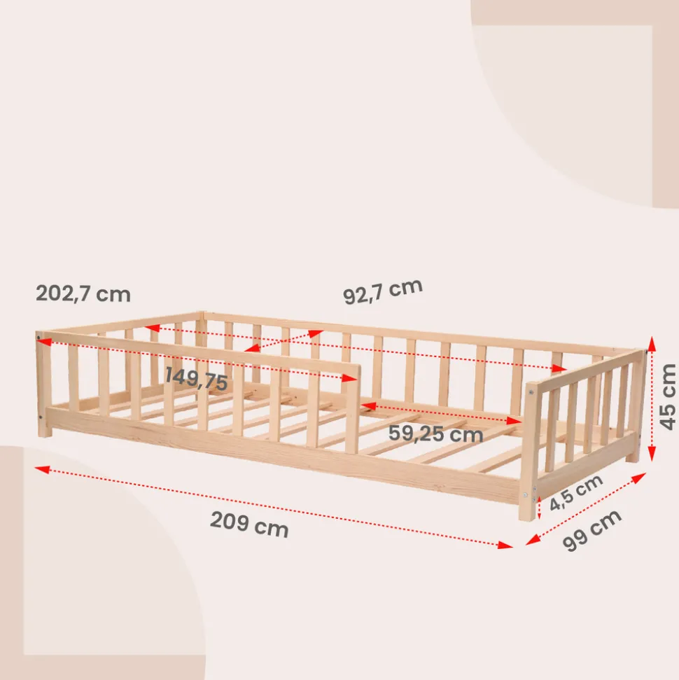 Gulvseng, 90x200 cm.