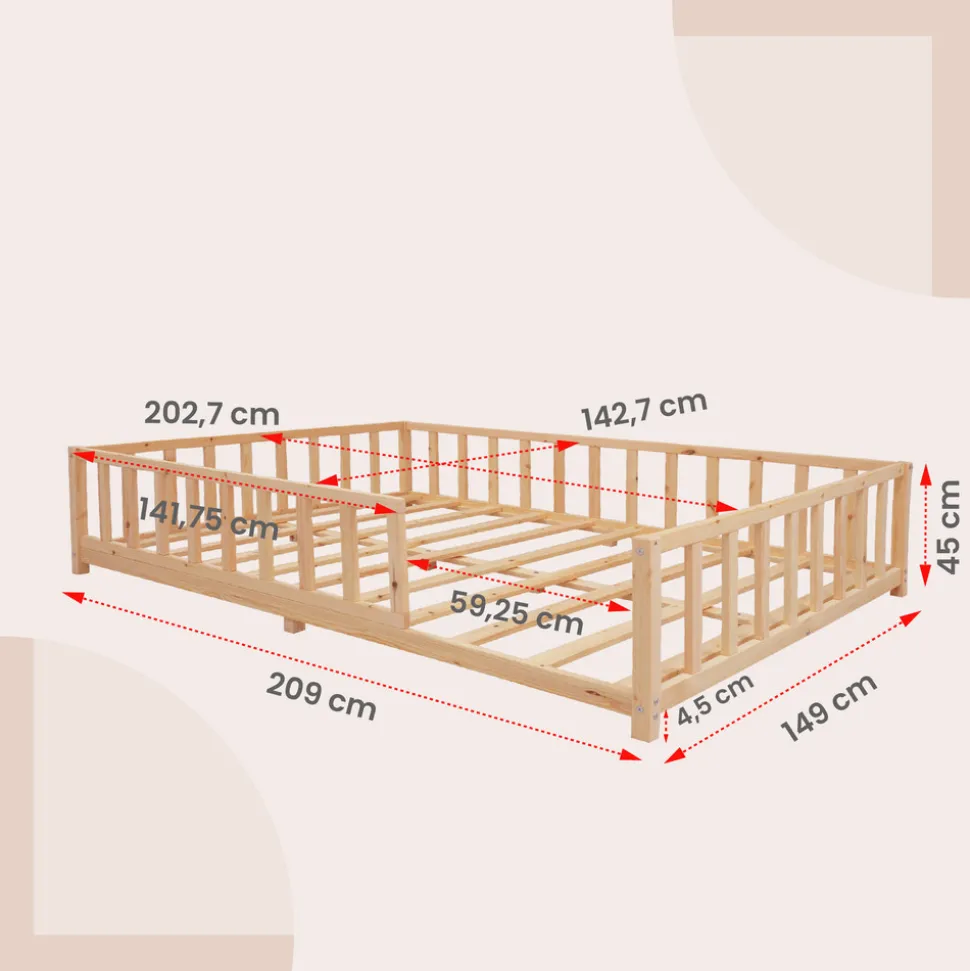 Gulvseng, 140x200 cm.