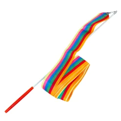 Gymnastikvimpel med satin bånd, regnbue striber