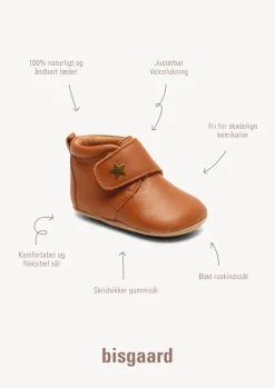 Hjemmesko, Velcro Star - 66 Cognac
