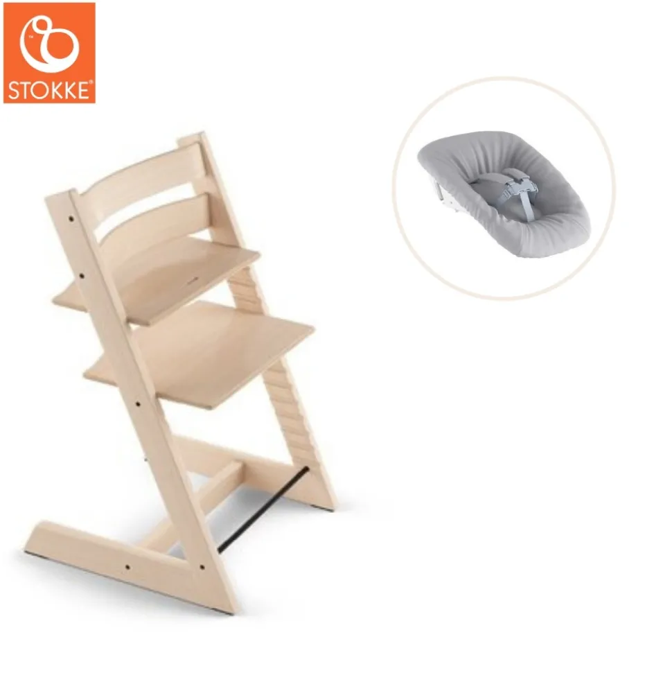 Højstol bøg inkl. newborn sæt - natural