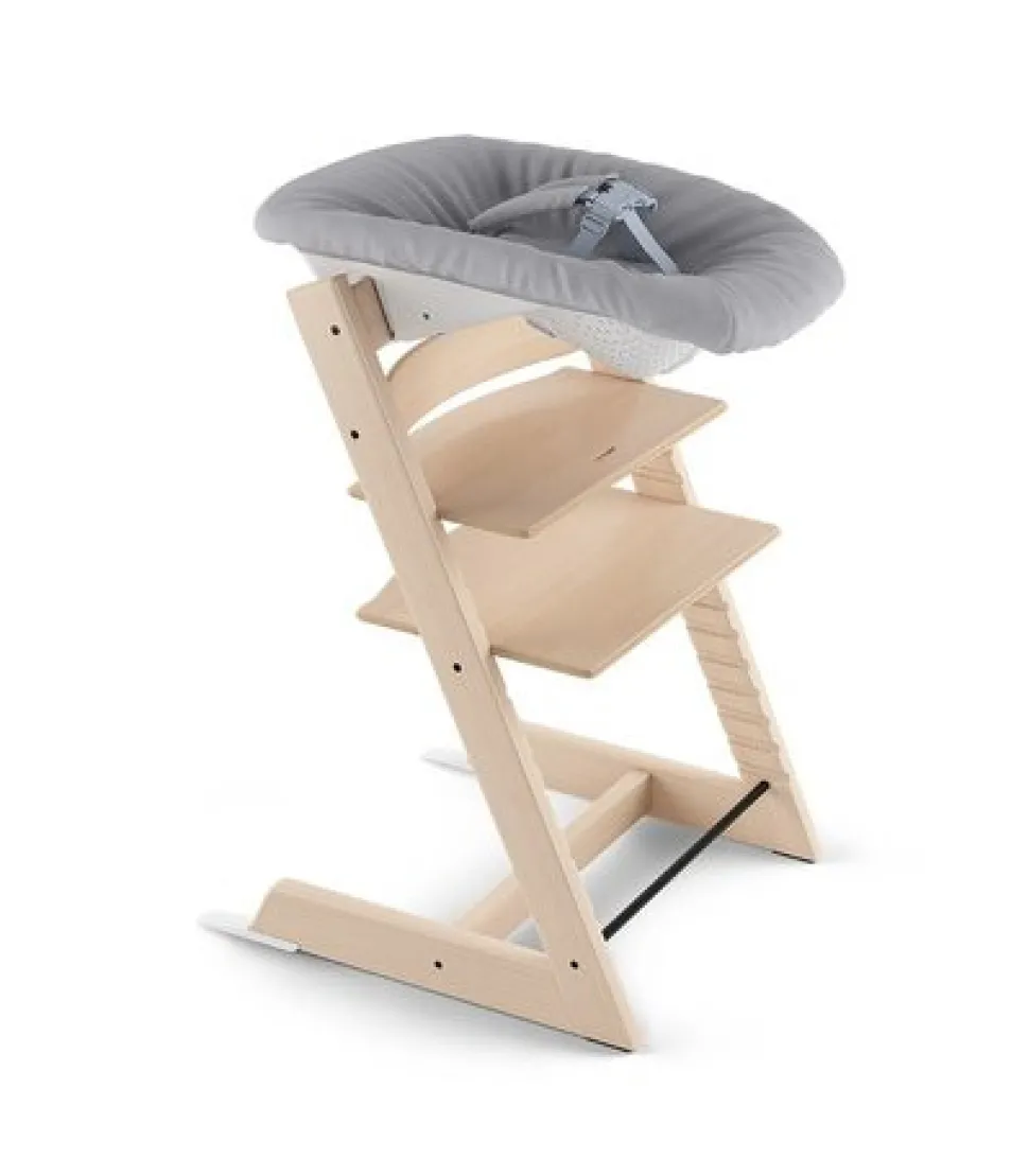 Højstol bøg inkl. newborn sæt - storm grey