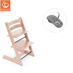 Højstol bøg inkl. newborn sæt - Serene pink