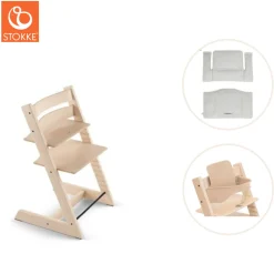 Højstol inkl. babysæt og hynde - natur