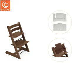 Højstol inkl. babysæt og hynde - eg warm brown