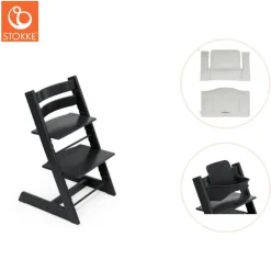 Højstol inkl. babysæt og hynde - sort