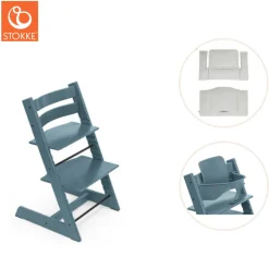 Højstol inkl. babysæt og hynde - fjord blå