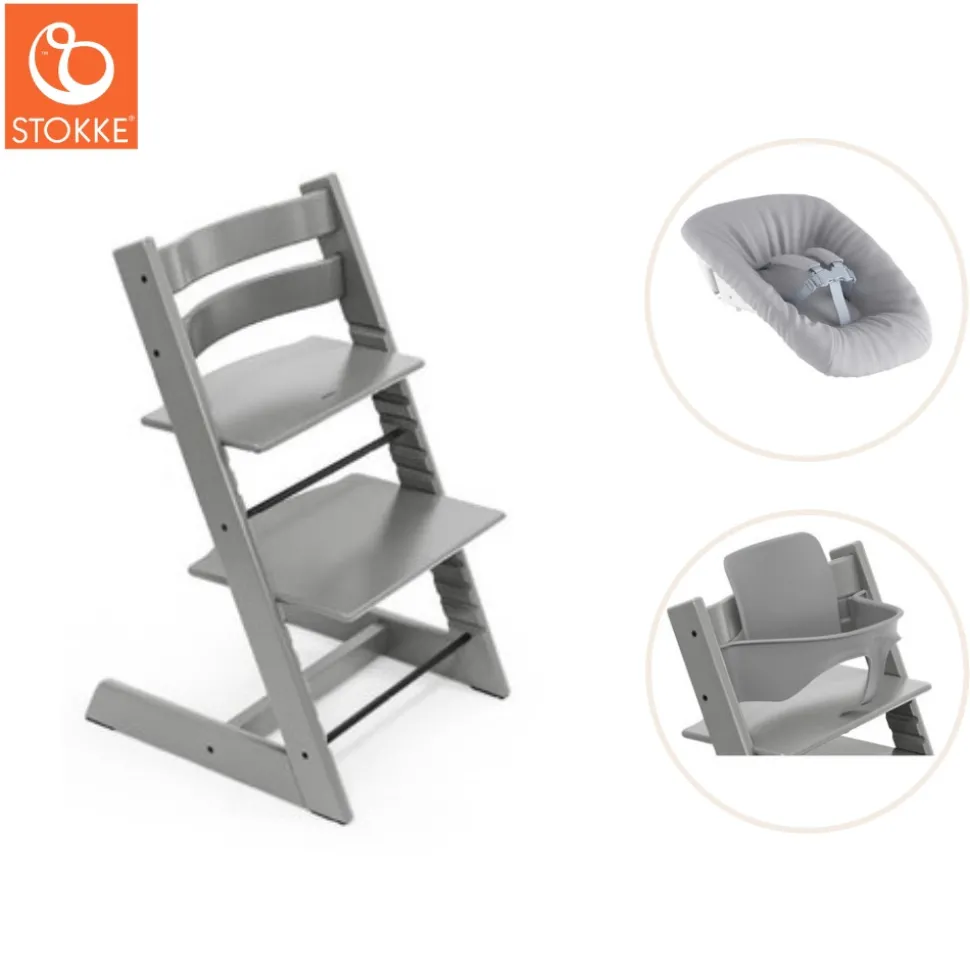 Højstol inkl. newborn sæt og babysæt - storm grey