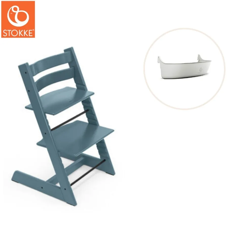 Højstol inkl. storage opbevaring - fjord blå