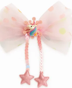 Hårclips Big Unicorn Bow Rose