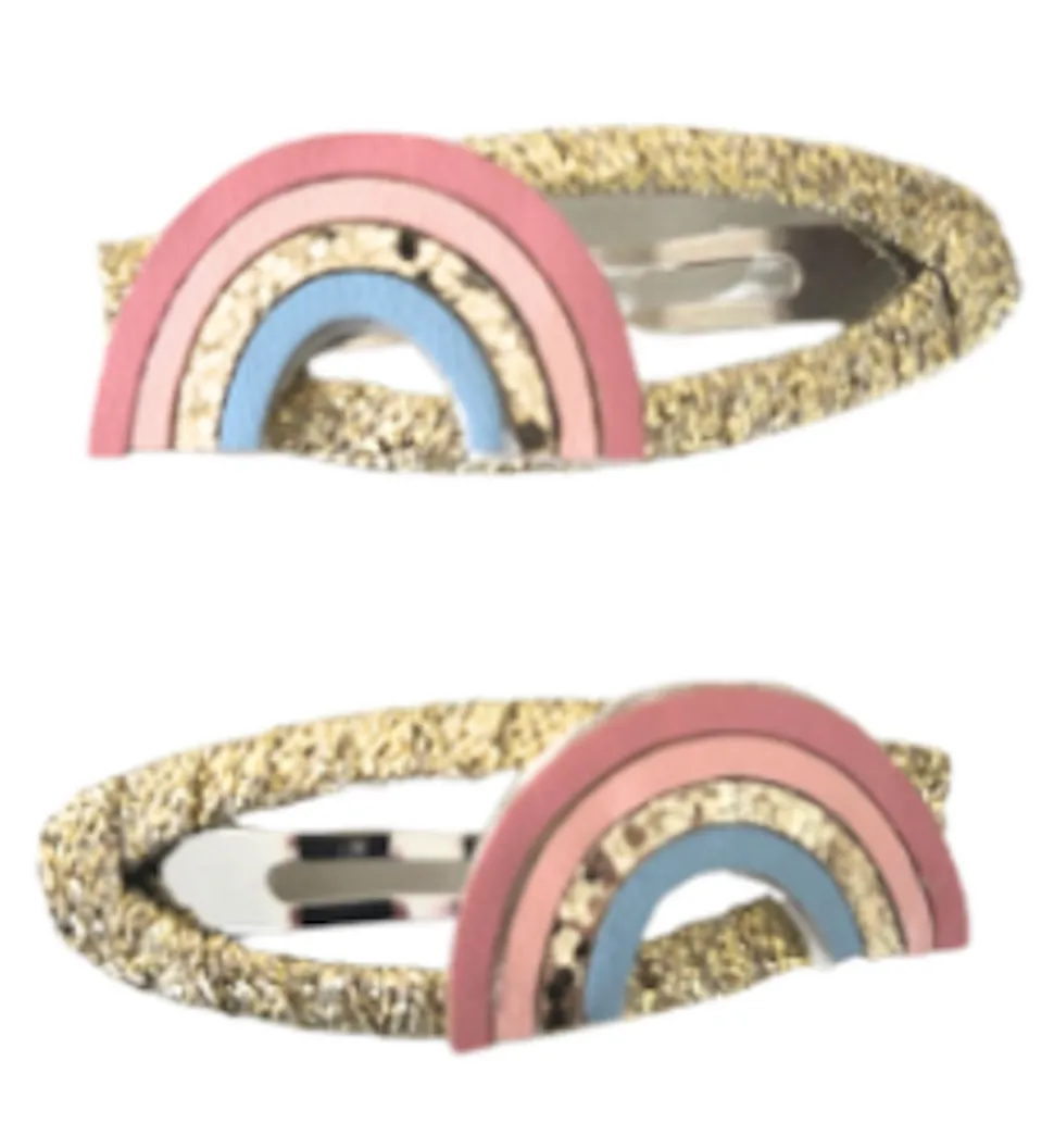 Hårclips Gold Glitter Rainbow