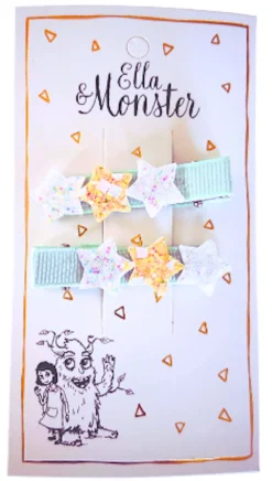 Hårclips Sparkle Star Line Green