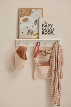 Hylde med knager - hvid FSC®