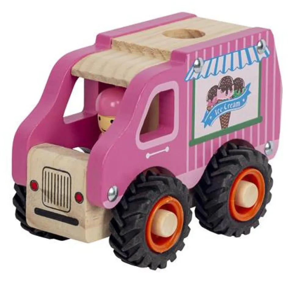 Isbil i træ med gummihjul