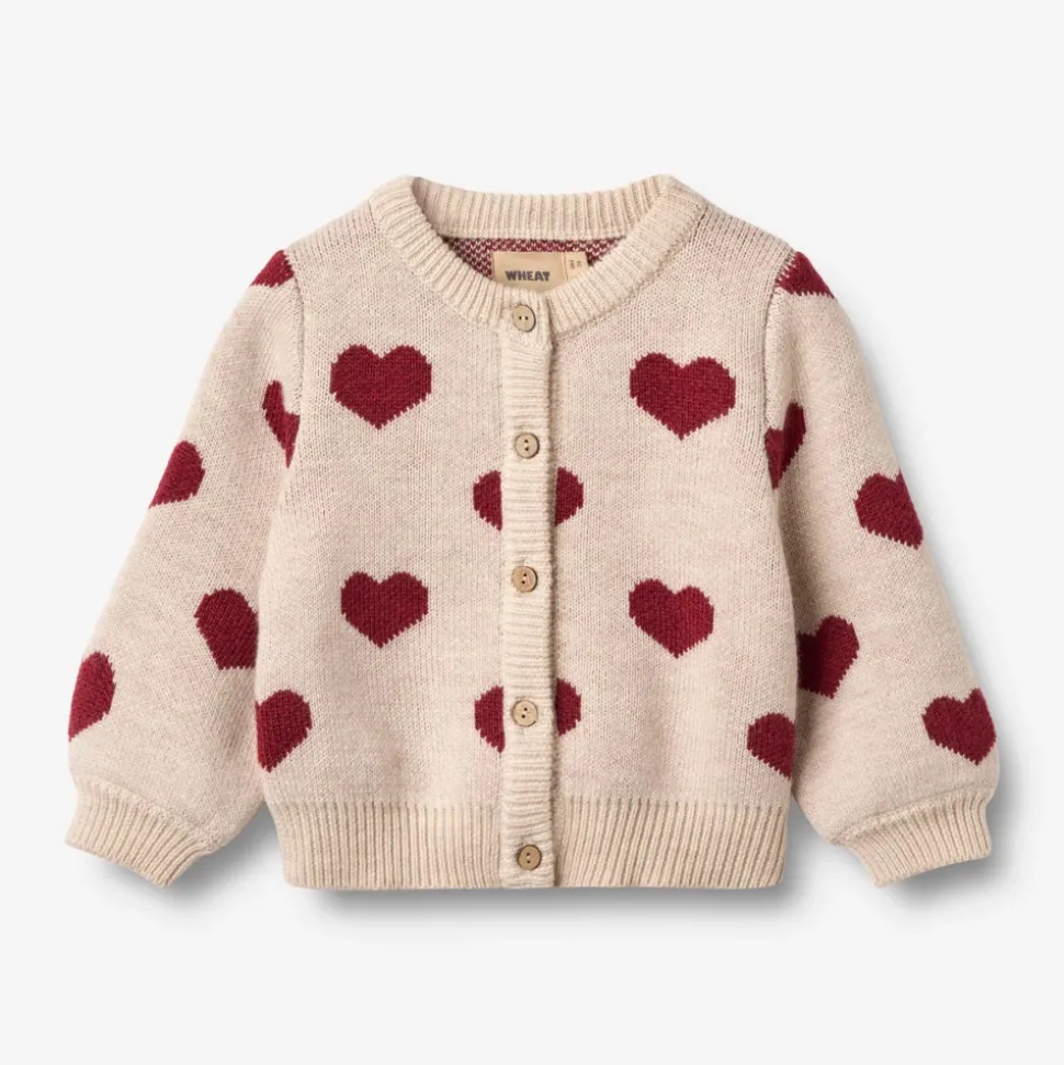 Jacquard Cardigan Hjerte - Offwhite Melange