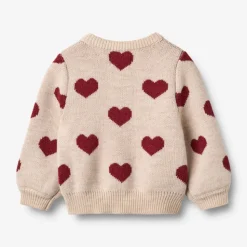 Jacquard Cardigan Hjerte - Offwhite Melange