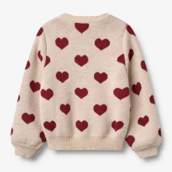 Jacquard Cardigan Hjerte - Offwhite Melange