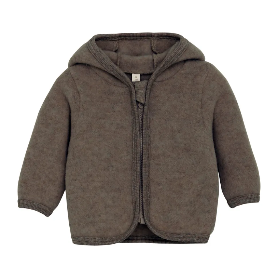 Jakke Ører Uld Fleece - Brown Melange