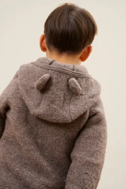 Jakke Ører Uld Fleece - Brown Melange