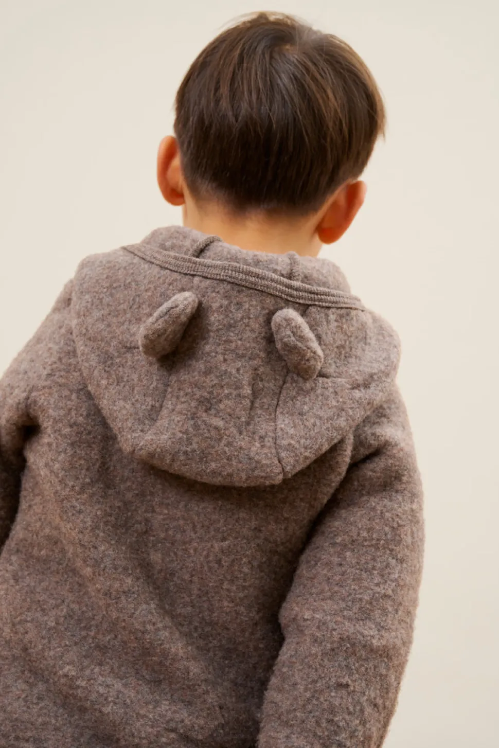 Jakke Ører Uld Fleece - Brown Melange