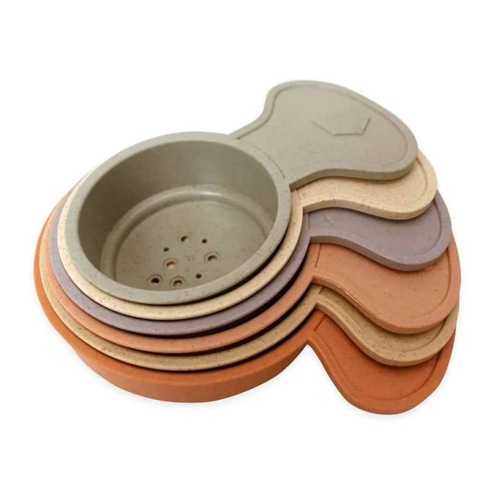 Jenga stabel kopper i hvedestrå, 6 stk