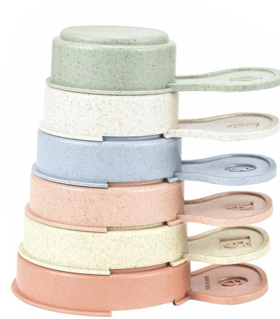 Jenga stabel kopper i hvedestrå, 6 stk