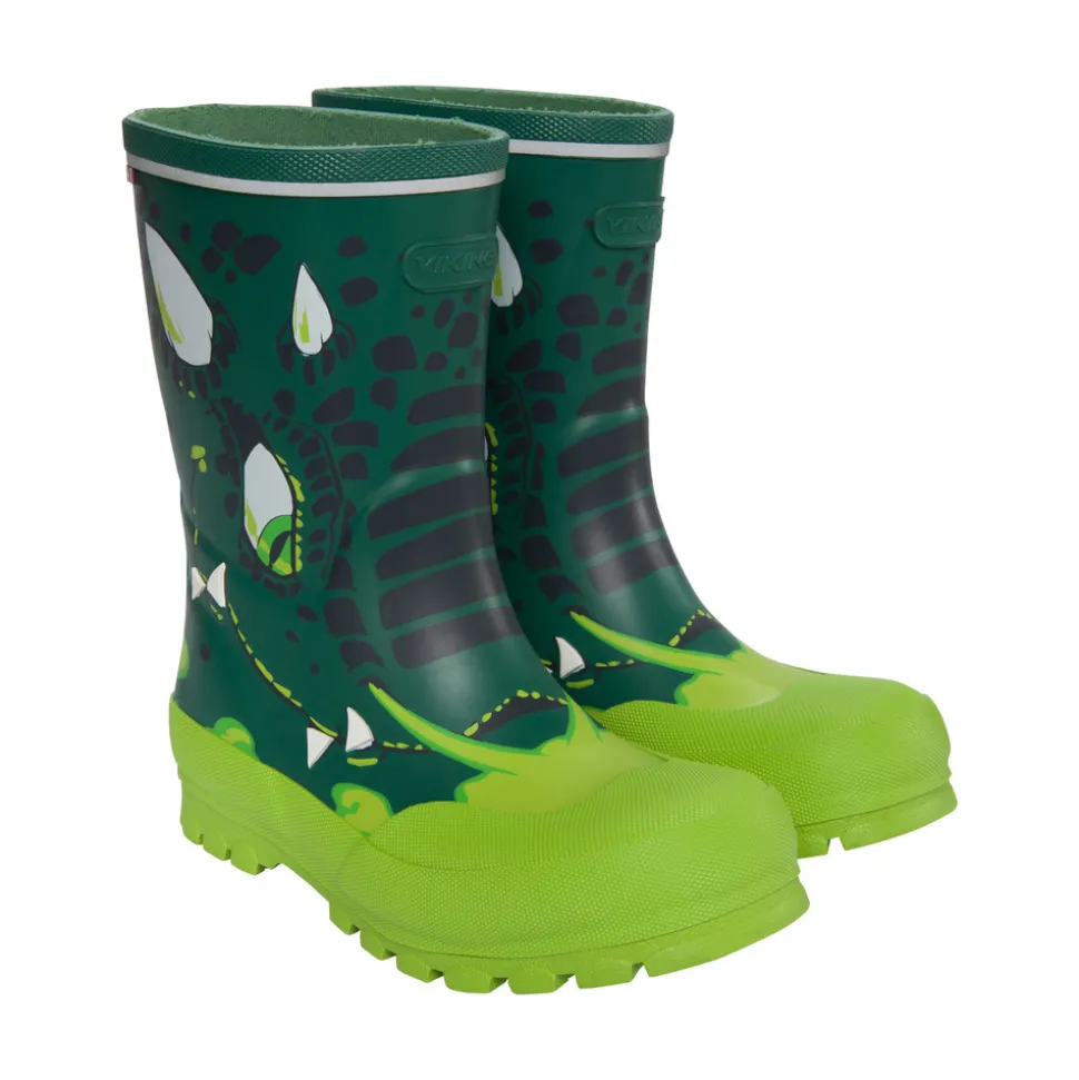 Jolly print gummistøvle - Bottlegreen/Multi