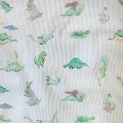 Junior sengetøj, Dino Green/Beige 100x140 cm