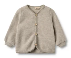 Kari Uld Fleece Cardigan - Khaki melange