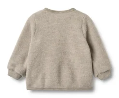 Kari Uld Fleece Cardigan - Khaki melange