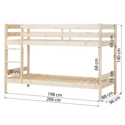 Køjeseng inkl. bund, Eco comfort 90x200 cm. - Natur